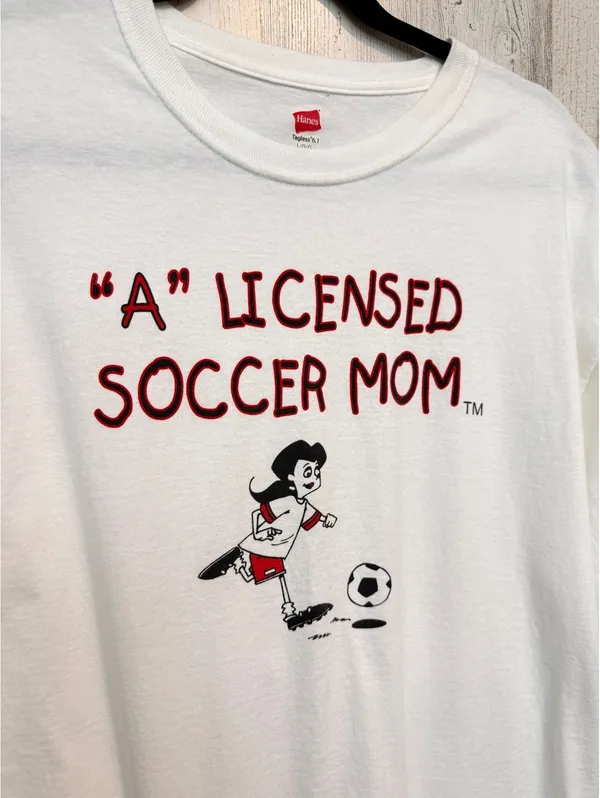 Hanes Women's Large White Soccer Mom Graphic T-Shirt Cotton - Image 2