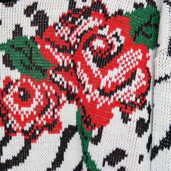 Vintage 80s Zebra Leopard Rose Print Sweater White Size M - Image 2