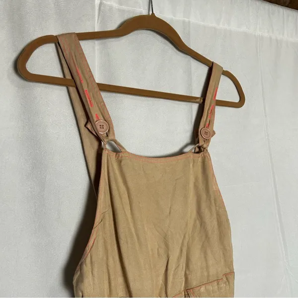 NWT ASOS Tan w/ Pink‎ Stitching Shorts Overall Romper Size 4 - Image 3