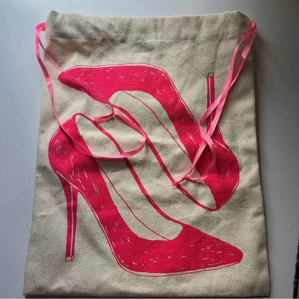 Canvas Stylish Pink Shoe Print Women's Bag - Image 3