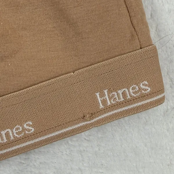 Hanes Womens Cotton Spandex Triangle Bralette 2 Pack‎ Black Tan M - Image 2