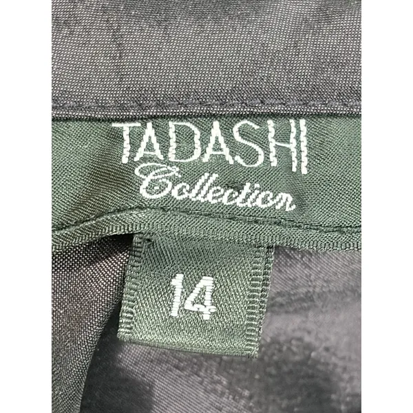 Tadashi Collection 14 Dark Purple Satin Wrap Midi Dress Ruched Cuffs - Image 6