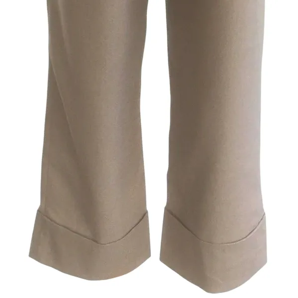 Cache Crop Gold Metallic Pant 3" Wide Waist Self Belt Stretch New $118 NWT Sz 8 - Image 9