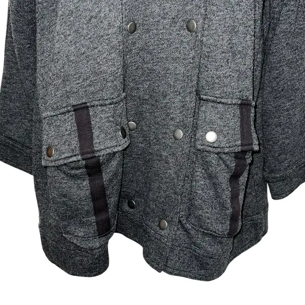 Free People Jacket Womens Size XS Dark‎ Gray Slouchy Pea Coat Anorak Linen Blend - Image 5