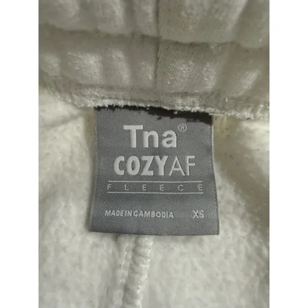 Tna Cozyaf Fleece Sweatpants White‎ XS Elastic Waist Drawstring Joggers - Image 6