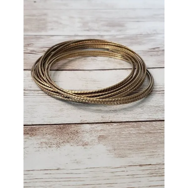 Connected Multi Bangle Statement Bangle / Bracelet Gold - Image 5