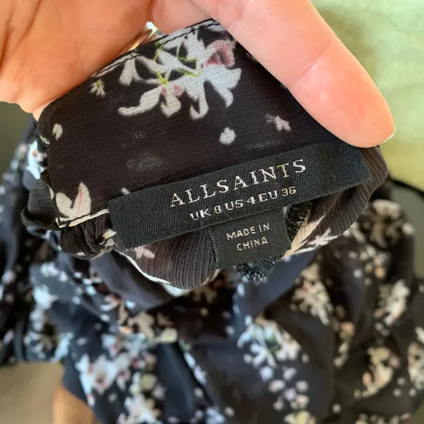 All Saints Eimar Cultivar Balloon Sleeve Sheer Floral Womens Top Size 4 Small - Image 13