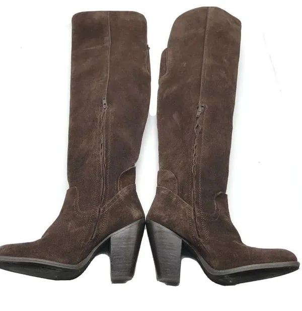 MIA Womens Boots Knee High Block Heel Suede Zipper Brown Size 6 - Image 2