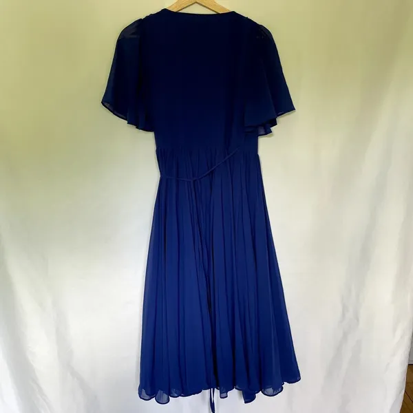 Lulus‎ Midi Wrap Dress XS Royal Blue Women Flutter Sleeve Chiffon - Image 8