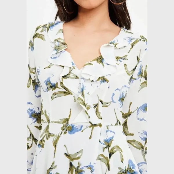 ✨ HP✨White Base Floral Print Ruffle Tea Dress✨ - Image 3