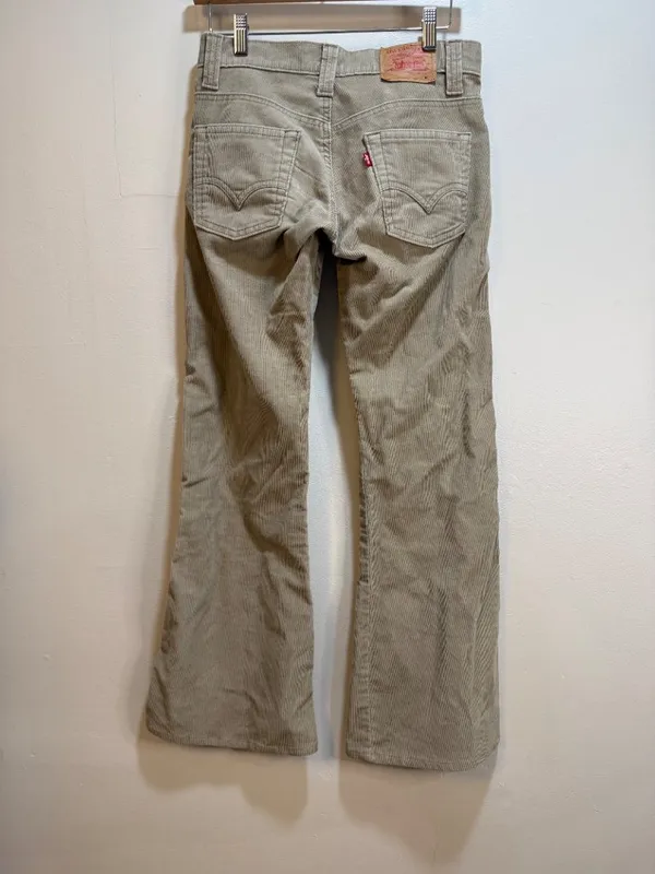 Vintage Y2K Low Slouch Corduroy's Low Rise Bootcut Flare Levi's Tan Beige Sz 0 - Image 6