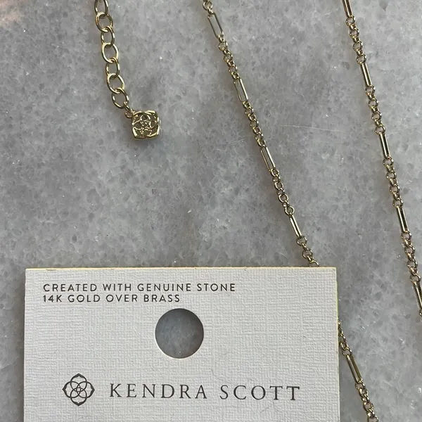 Kendra Scott pendant necklace genuine stone 14K gold over brass jewelry New OS - Image 7