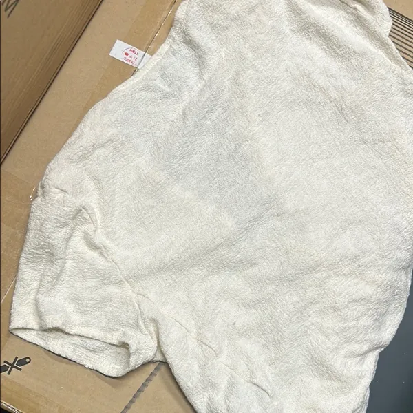 Madewell Texture & Thread 100% cotton Cream Ivory wrap top short sleeve blouse! - Image 6
