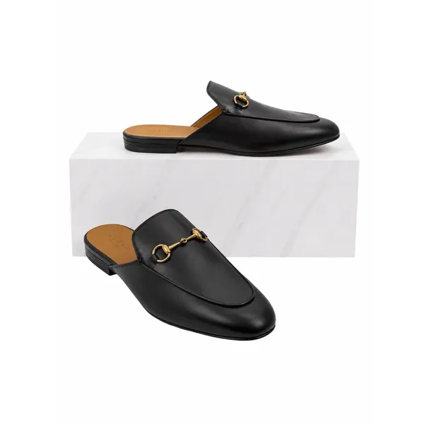Gucci Princetown Horsebit Slipper Mules Black Leather Size 41.5 - Image 2