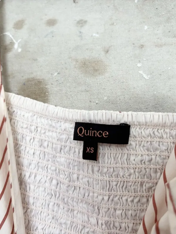 Quince 100% Organic Cotton Sleeveless Maxi Dress, Terracotta Stripe - Image 3
