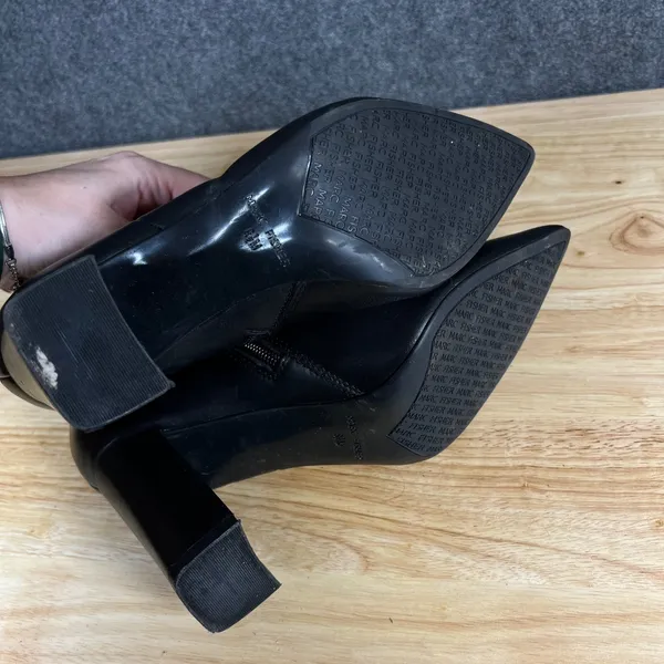 Marc Fisher Womens Black Leather Pointed Toe Block Heel Ankle Boots Size 8.5M - Image 9