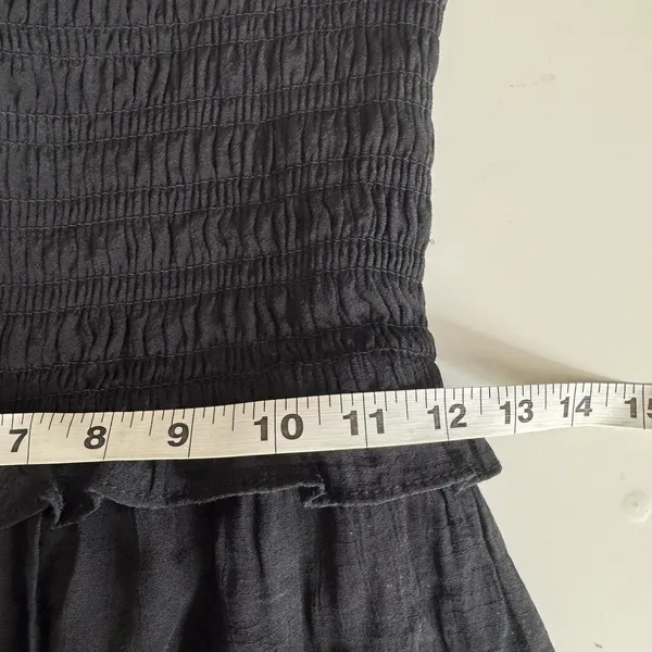 Love Tree Smocked Tie Strap Tiered Maxi Dress Black Boho Cottagecore Festival SM - Image 10