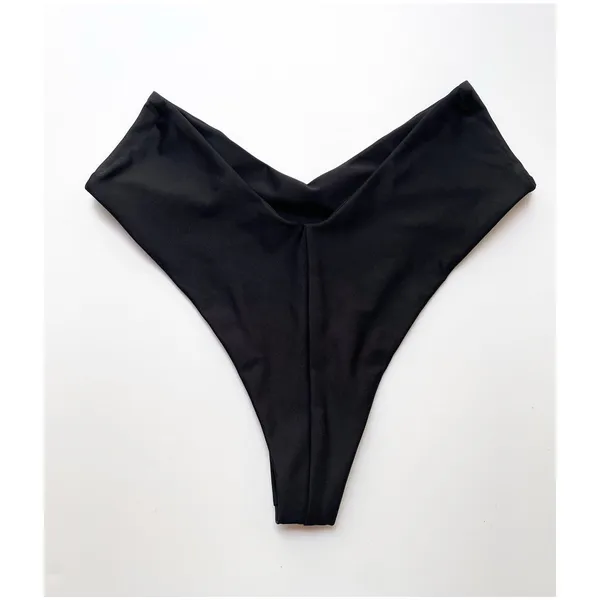 Quince Italian V-Cut High-Leg Bikini Bottom Swim Black Size XS NEW - Image 5