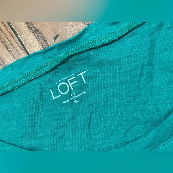 LOFT Women's Turquoise Ruffle Tee - Image 3