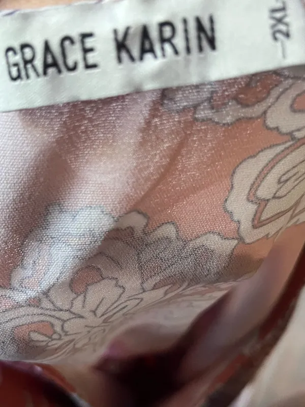 ModCloth Grace Karin Rust Floral Dress with Pink Accents - Image 3