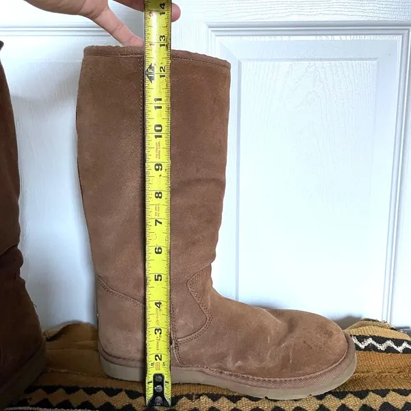 Ugg Chestnut Brown Zip-Up Tall Sheepskin Shearling Boots, Size 7 - Image 10