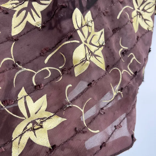 Y2K Boho Sheer Sequin Top Sz M Stevie Nicks Festival Embroidered Brown Indie - Image 5