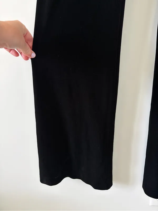 Amanda Uprichard x REVOLVE Davina Jumpsuit in Black Velvet Flutter Top Flare Leg - Image 4