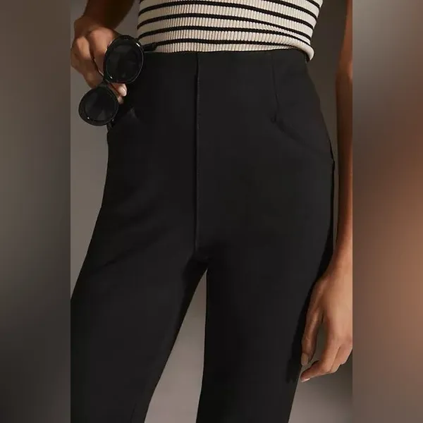 Anthropologie Maeve Split Hem Ponte Knit Pull On Pants‎ Black Size XS - Image 4