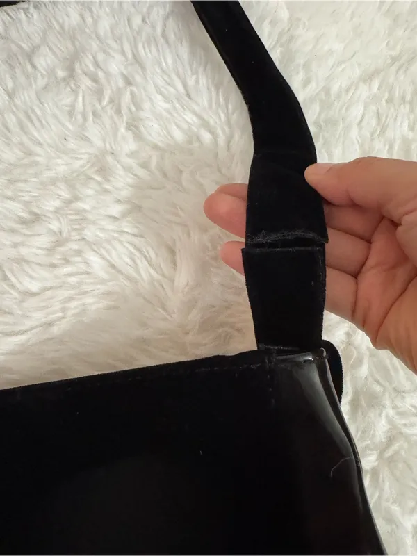 Carolina Herrera Good Girl Black Shoulder Tote with Velvet Front - Image 10