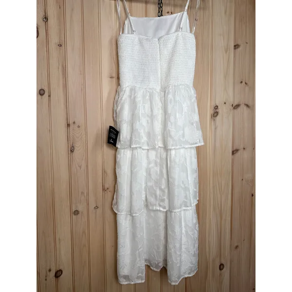 NWT Lulus Grace and Beauty White Burnout Floral Print Tiered Dress Summer Size L - Image 5
