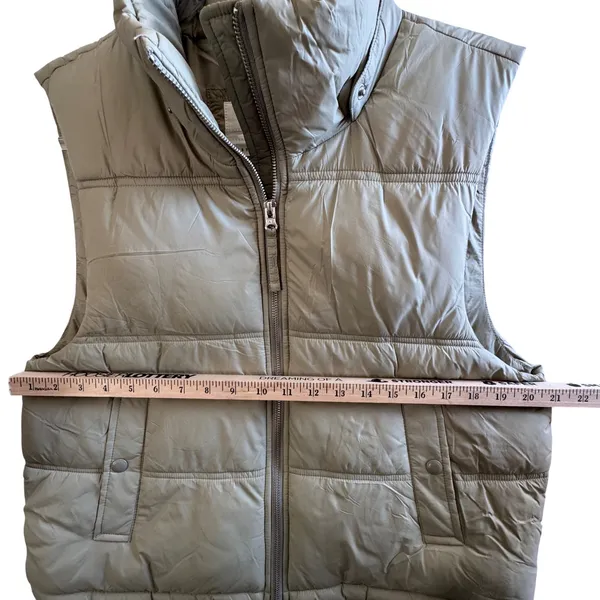 American Eagle Sage Green Puffer‎ Vest Womens Large Quilted Full Zip Gorpcore - Image 6