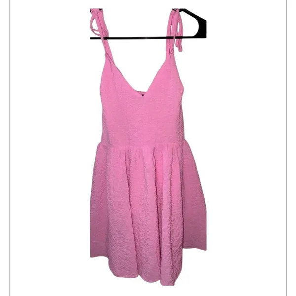 Lulus Cute and Sweet Pink Tie-Back Mini Skater Dress - Image 3