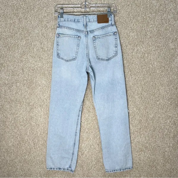 90s baggy thrashed jeans light‎ wash zipper fly retro style denim juniors teen - Image 3