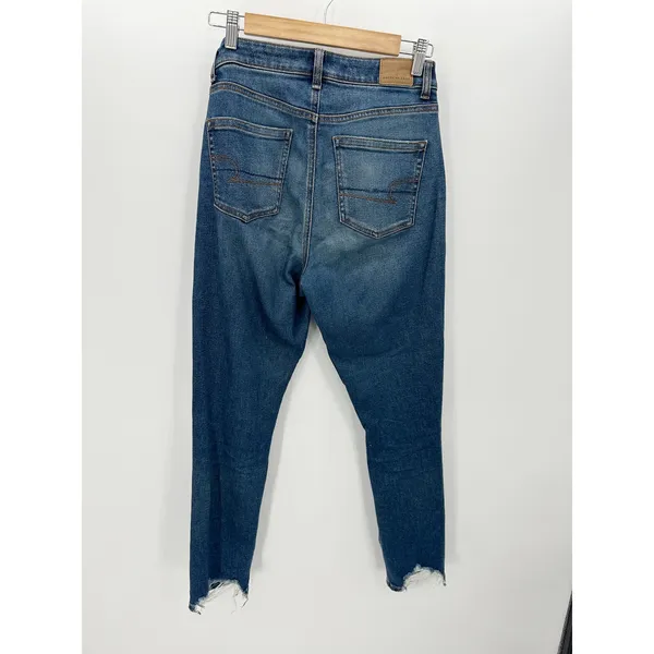 American Eagle Women Medium‎ Wash Distressed Mom Jean Stretch Denim Blue Size 2 - Image 2
