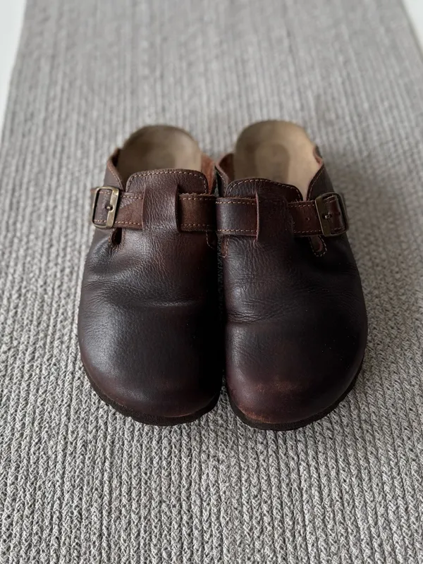 NC Club Dark Brown Oiled Leather Clogs Mules Size 9 Made in Spain - Image 5