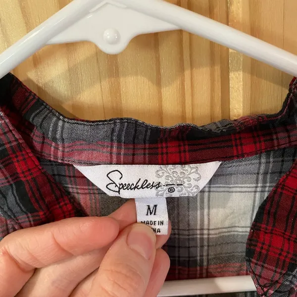 Red and Black Plaid Button-Up Dress - Image 3