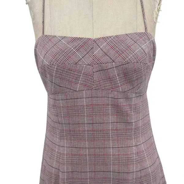 Intermix Roslyn Plaid Mini Dress‎ Pink Purple Size 4 - Image 5