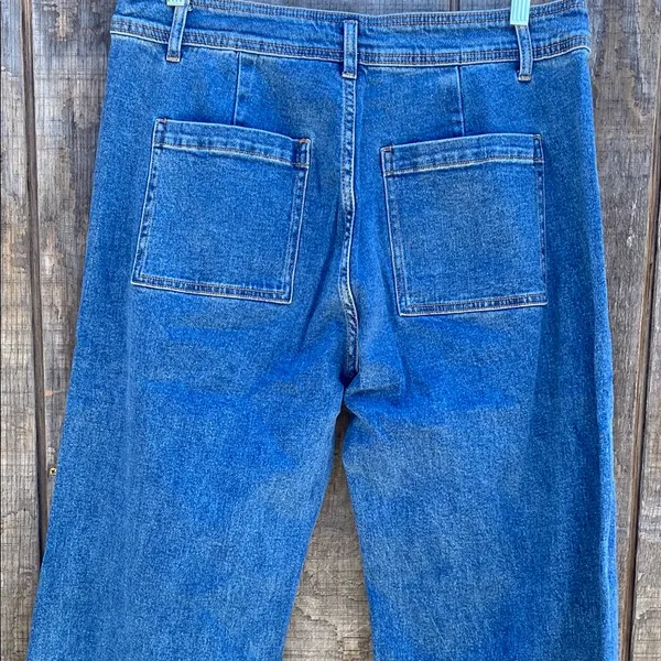 Cupshe Wide Leg Raw Hem Stretchy Jeans Size XL - Image 4