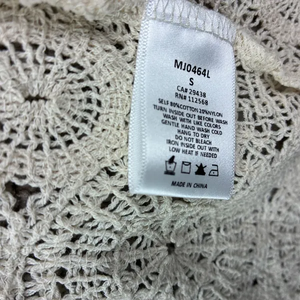 Miss Me Women's S Ivory Crochet Lace Long Duster Cardigan Cottagecore Etherreal - Image 6