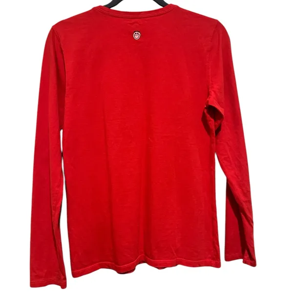 Life is Good Women’s Red Long Sleeve Old Fashioned Holiday Xmas Tree Shirt S - Image 3