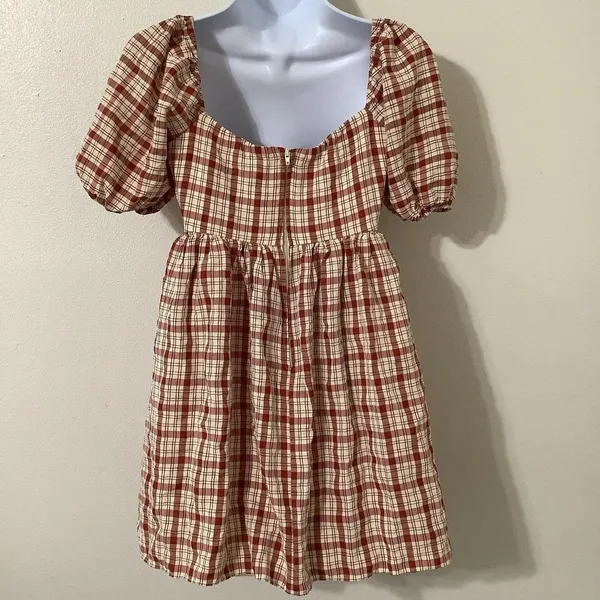 Plaid‎ Milkmaid Dress Sz 2 Coquette Country Western Prairie Babydoll Cottagecore - Image 2