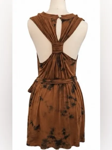 POL Brown Tie Dye Open Back Racerback Mini Dress NWT Small Boho Festival - Image 3