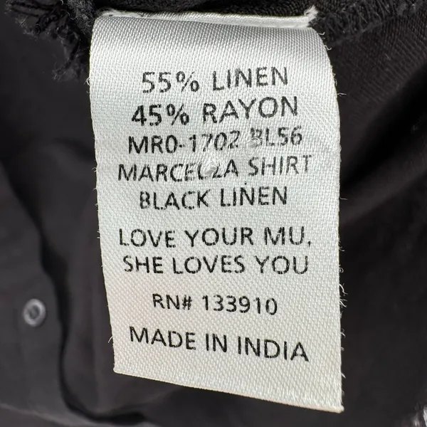 Show Me Your Mumu Black Marcella Linen Button Down Shirt Medium Coastal Beach‎ - Image 3