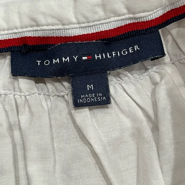 Tommy Hilfiger White and Blue Embroidered Blouse - Image 13
