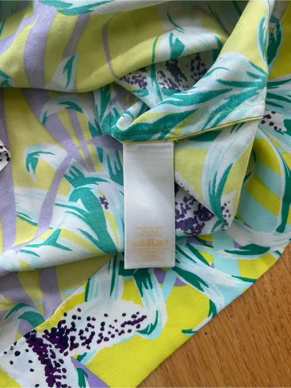 Kate Spade Neal Silk Flora Peter Pan Collar Dress Yellow Tropical Floral Size 8 - Image 8