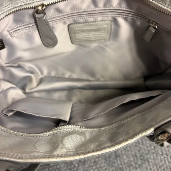 Coach Carly Patchwork Tote Bag Metallic Silver Grey Jacquard 14569 Y2K - Image 5