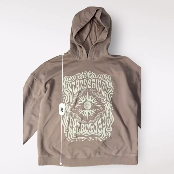 Divided Stars Shine Brown‎ Astrology Hoodie Size L - Image 3