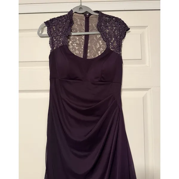Xscape Retro Y2K Prom Formal Gown‎ Dress Sheer Lace Cap Sleeve - Image 5