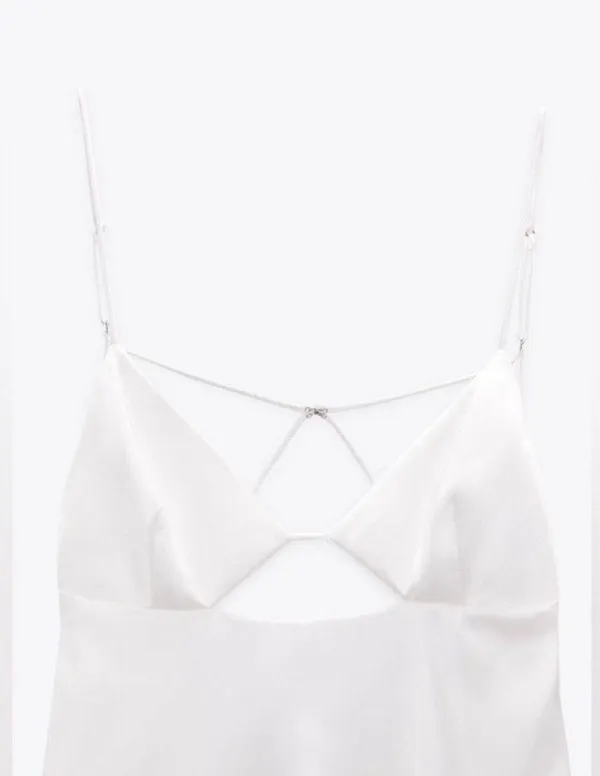 ZARA Dress Mini Satin Lingerie Effect White Wedding Bridal Shower Vacation Summer - Image 9