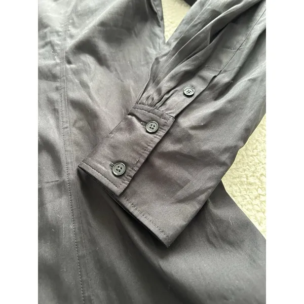 Madewell $138 Seamed Long-Sleeve Mini Shirtdress in Poplin Black Size 8 NV025 - Image 10